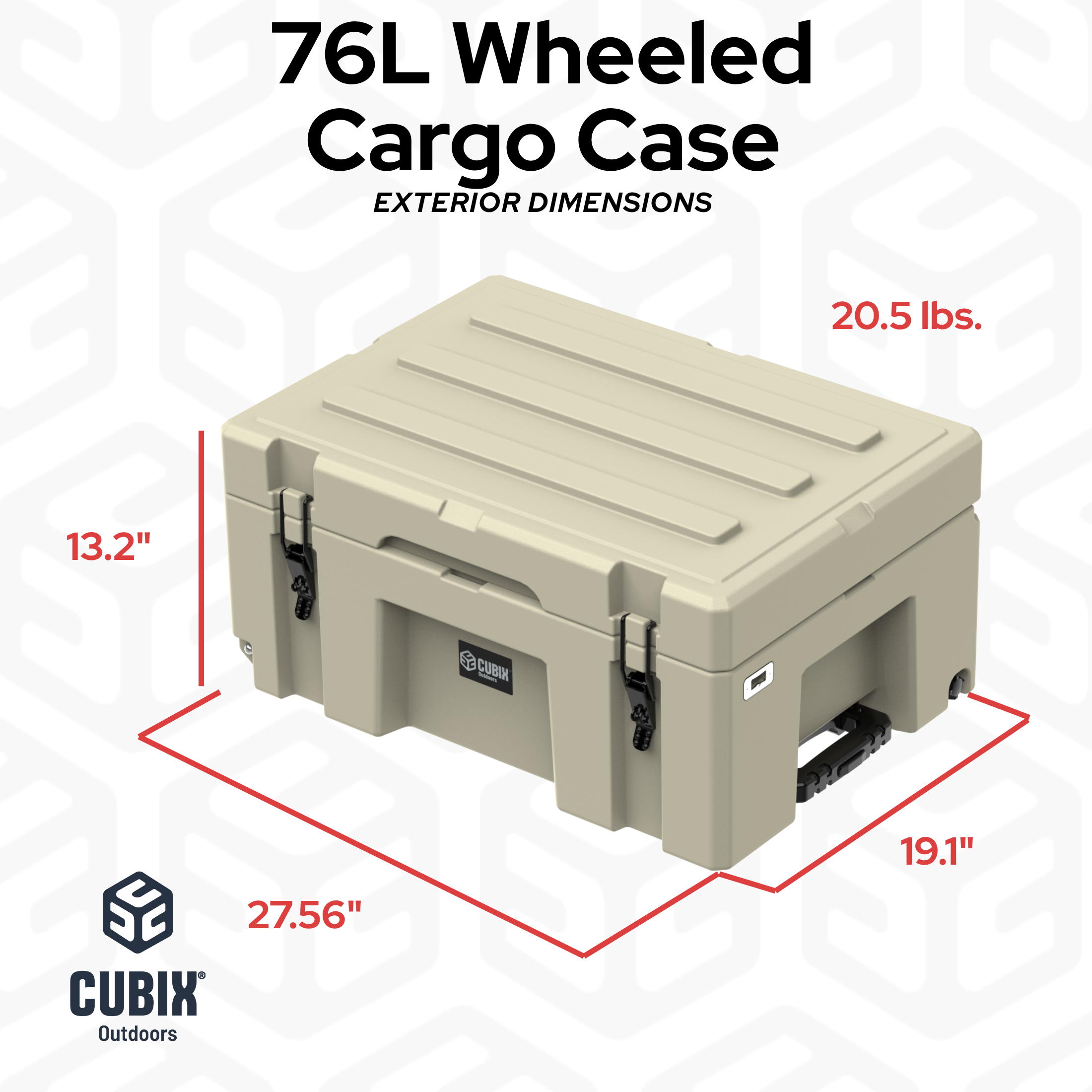 Cubix 76L Rolling Cargo Case — Wheeled Rotomolded Gear, Tool & Storage Box - Image 3