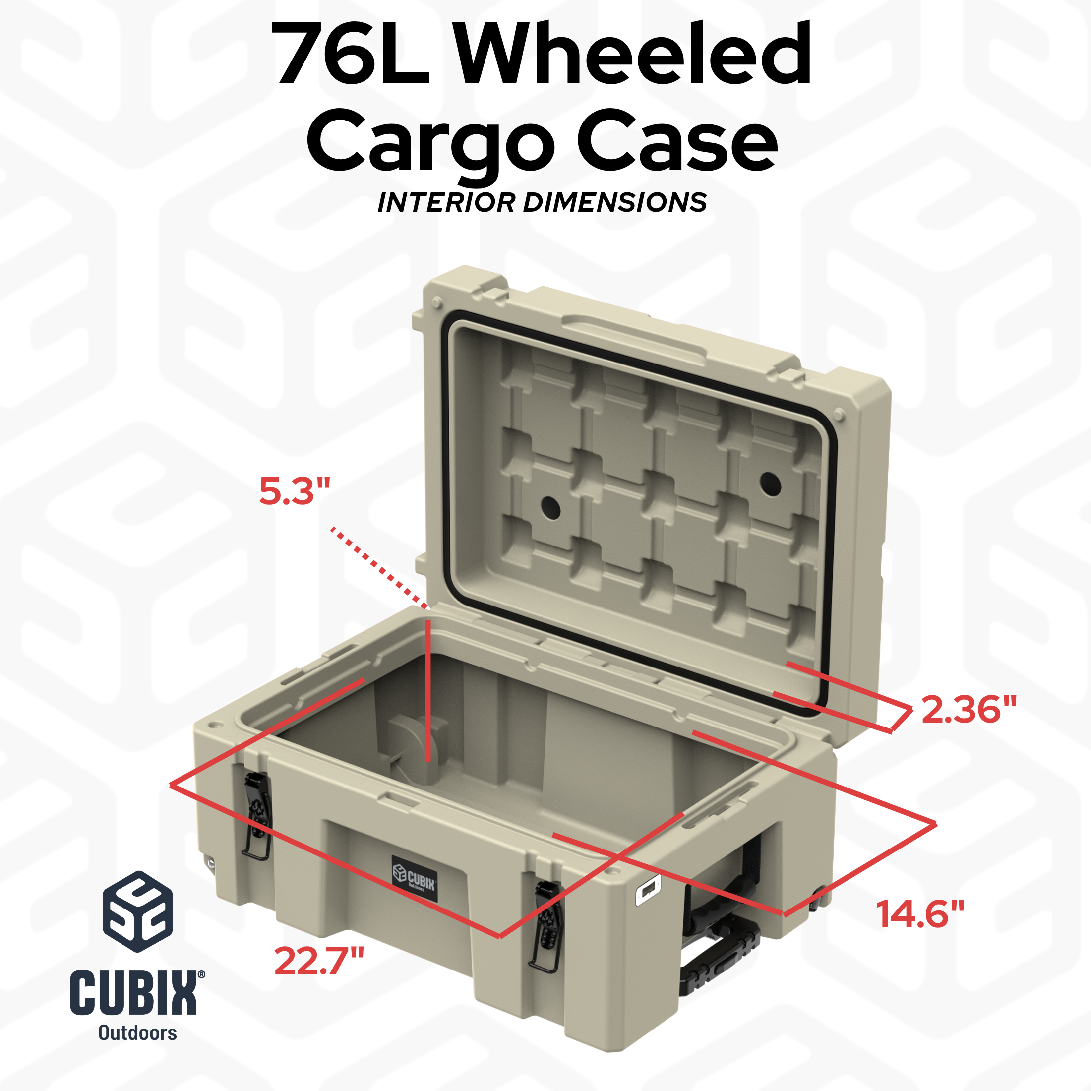 Cubix 76L Rolling Cargo Case — Wheeled Rotomolded Gear, Tool & Storage Box - Image 2